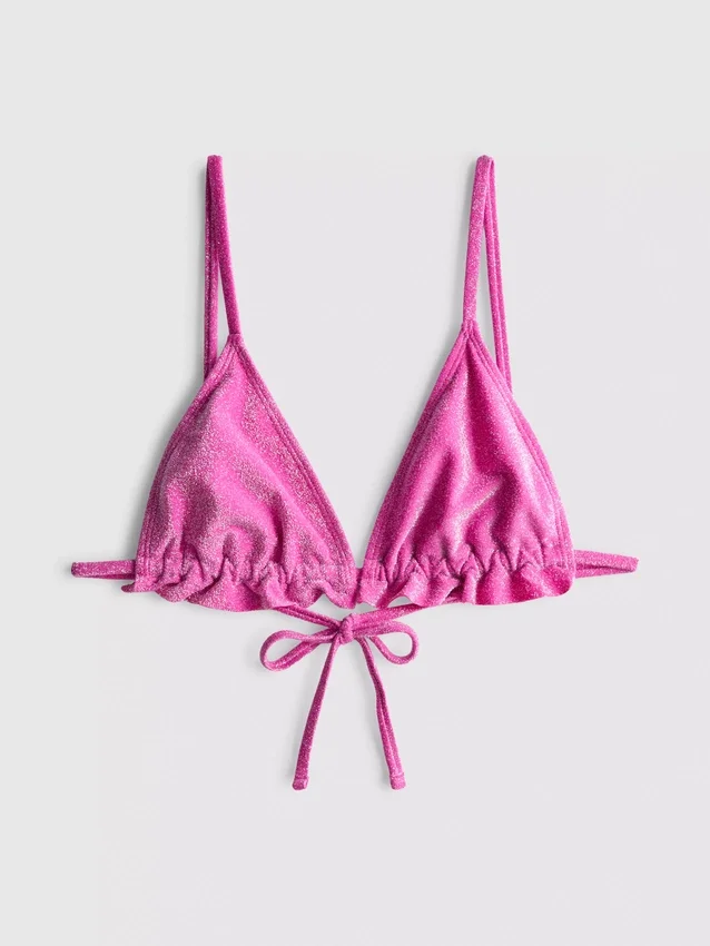 Glitzerndes Triangel-Bikini-Oberteil mit Rüschen