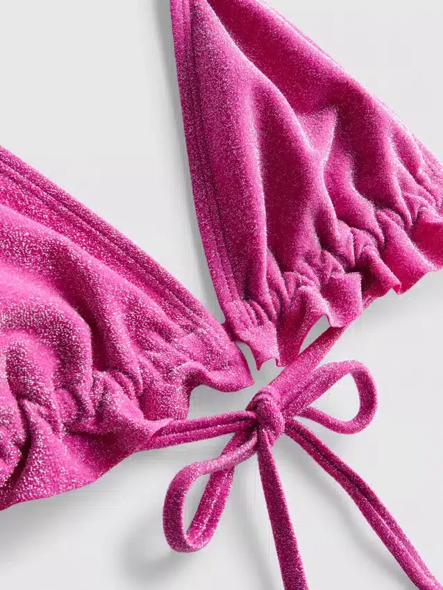 Glitzerndes Triangel-Bikini-Oberteil mit Rüschen