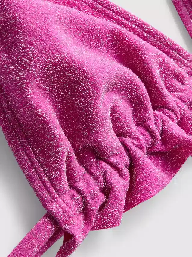 Glitzerndes Triangel-Bikini-Oberteil mit Rüschen