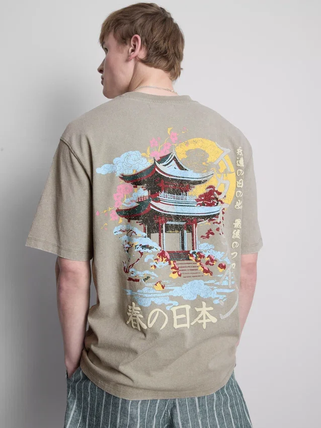 Grafik-T-Shirt im Washed-Japan-Look