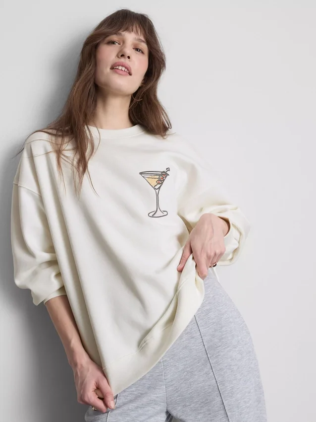 Grafisches Martini-Sweatshirt mit hohem Baumwollanteil