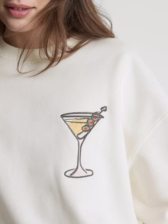 Grafisches Martini-Sweatshirt mit hohem Baumwollanteil
