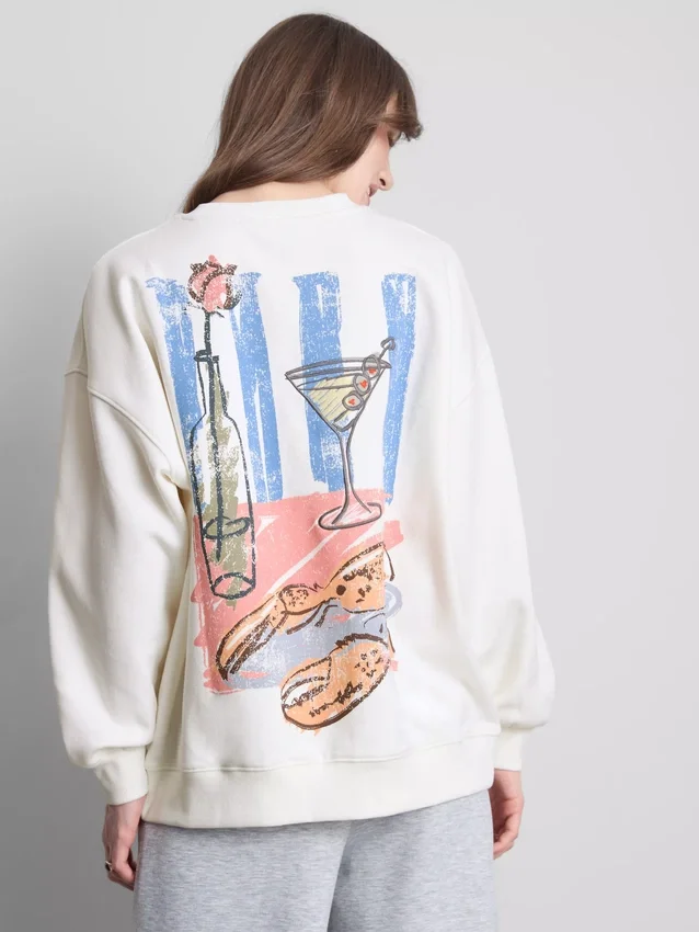 Grafisches Martini-Sweatshirt mit hohem Baumwollanteil