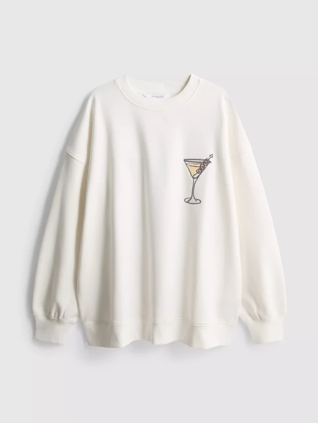 Grafisches Martini-Sweatshirt mit hohem Baumwollanteil
