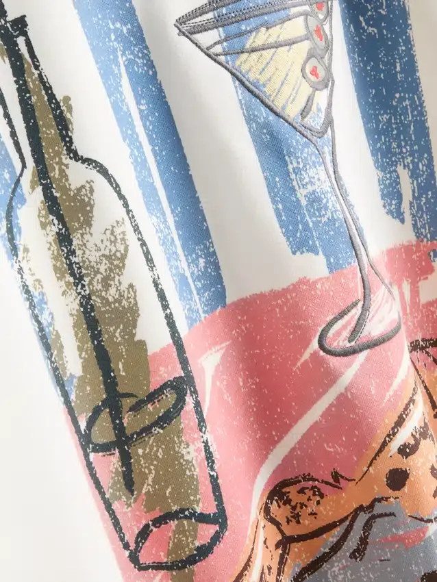 Grafisches Martini-Sweatshirt mit hohem Baumwollanteil
