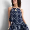 Halter-Bluse aus Baumwolle mit Cutwork-Muster