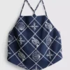 Halter-Bluse aus Baumwolle mit Cutwork-Muster