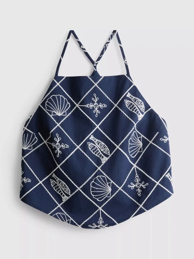 Halter-Bluse aus Baumwolle mit Cutwork-Muster