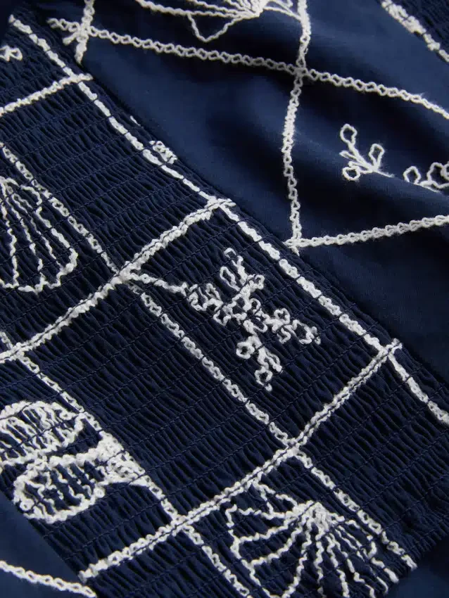 Halter-Bluse aus Baumwolle mit Cutwork-Muster