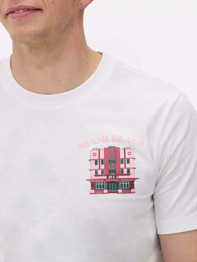 Hemd mit Illustrationen von Häusern in Miami Beach