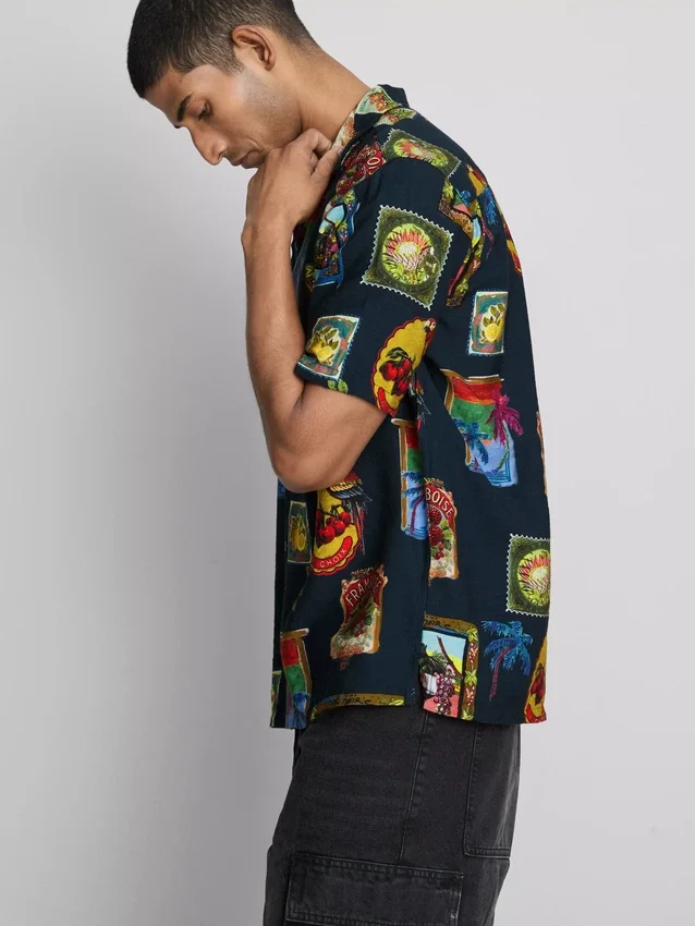 Hemd mit Reverskragen und Resort-Print