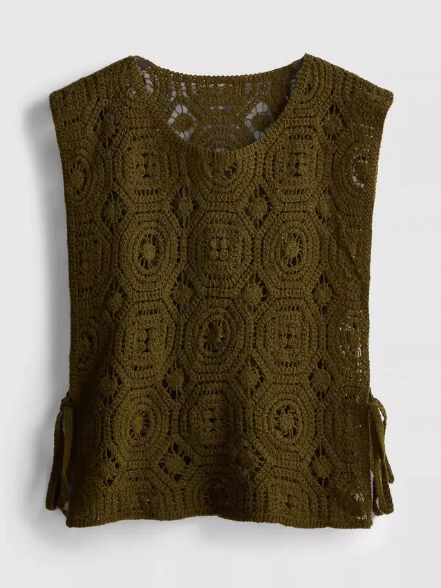 Häkel-Tanktop mit seitlichen Bändern