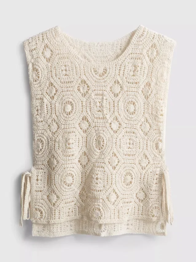 Häkel-Tanktop mit seitlichen Bändern
