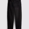 Hoch taillierte, konisch zulaufende Jeans aus Baumwoll-Denim