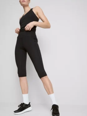 Hochgeschnittene, glatte Active-Capri-Leggings mit Stützfunktion