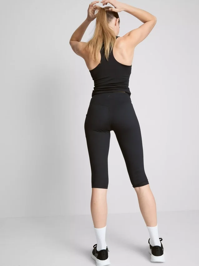 Hochgeschnittene, glatte Active-Capri-Leggings mit Stützfunktion