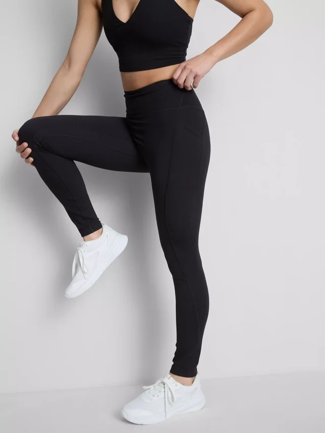 Hochgeschnittene, glatte Active-Leggings mit Stützfunktion