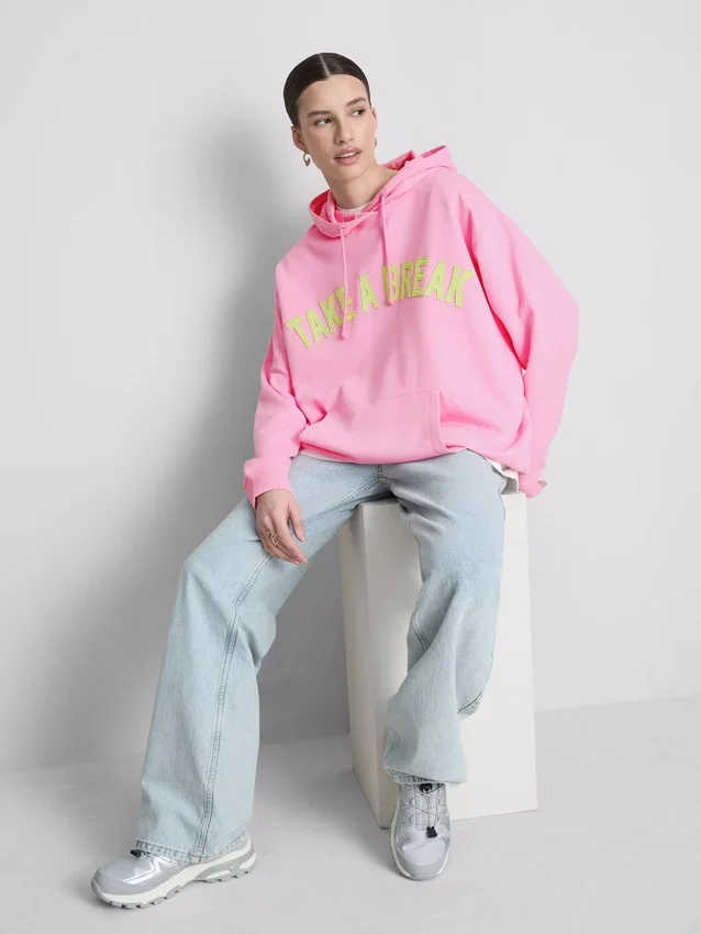 Hoodie mit College-Print aus baumwollreicher Mischung