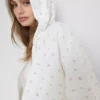 Hoodie mit durchgehendem Reissverschluss aus baumwollreichem Stoff mit Blumenmuster