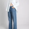 Jeans mit hoher Taille und geradem Bein