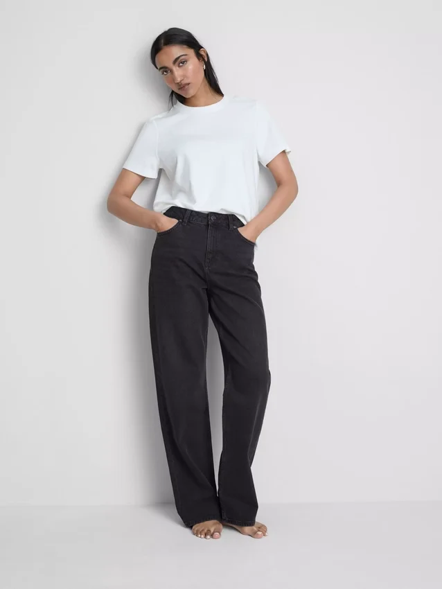 Jeans mit hoher Taille und geradem Bein