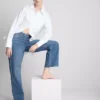 Jeans mit hoher Taille und geradem Bein