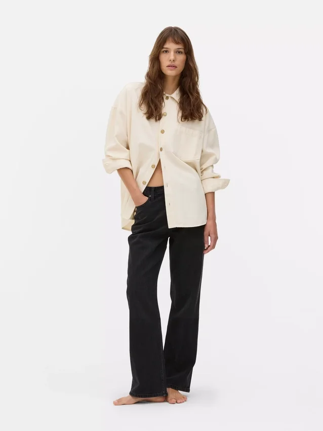 Jeans mit hoher Taille und geradem Bein