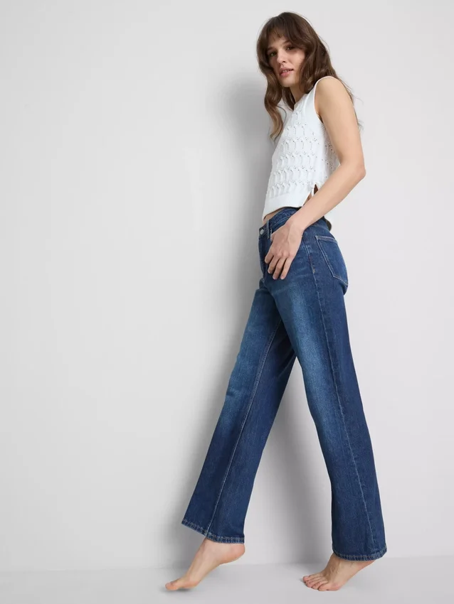 Jeans mit hoher Taille und geradem Bein