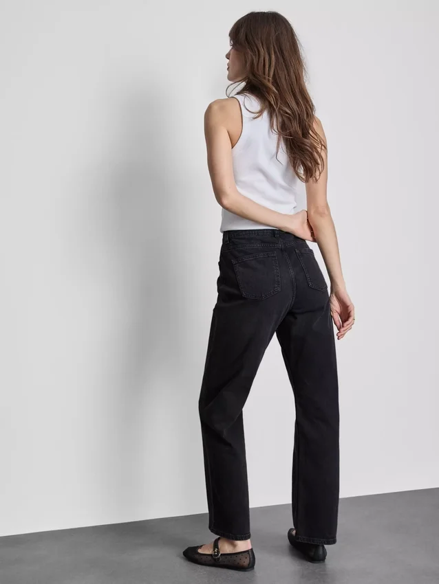 Jeans mit hoher Taille und geradem Bein