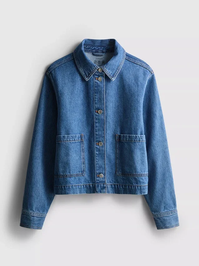 Jeansjacke aus Baumwolle mit aufgesetzten Taschen