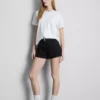 Jeansshorts mit mittlerem Bund und Umschlag