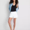 Jeansshorts mit mittlerem Bund und Umschlag