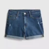 Jeansshorts mit mittlerem Bund und Umschlag