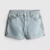 Jeansshorts mit mittlerem Bund und Umschlag
