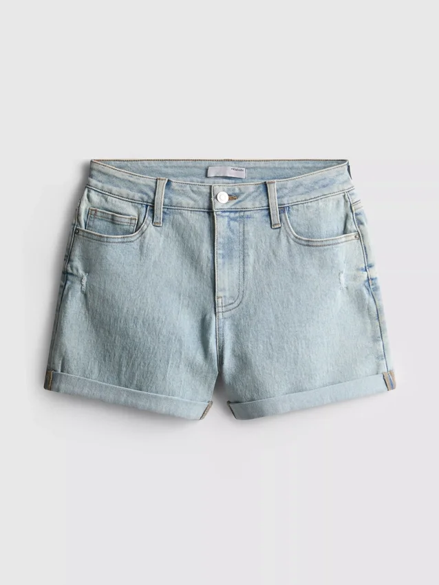 Jeansshorts mit mittlerem Bund und Umschlag