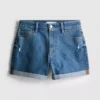 Jeansshorts mit mittlerem Bund und Umschlag