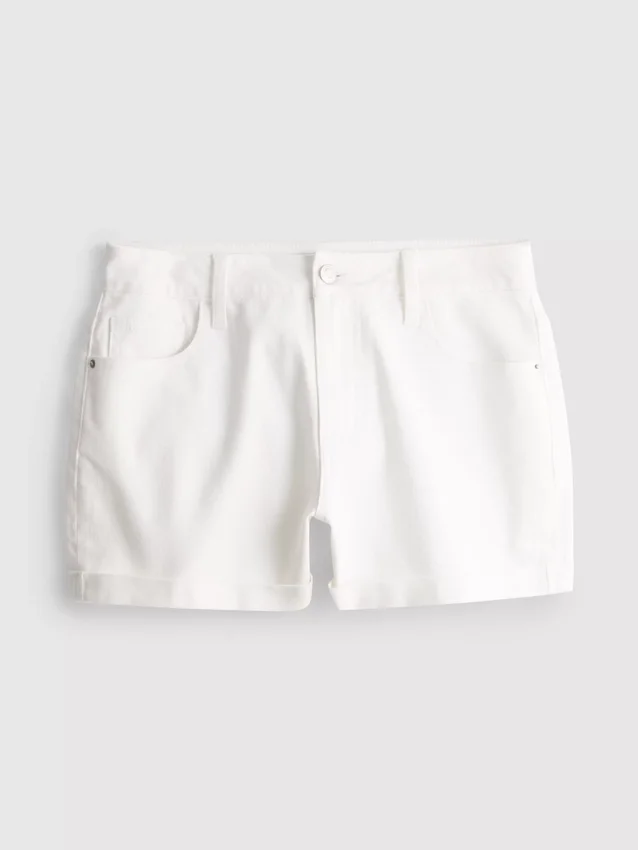 Jeansshorts mit mittlerem Bund und Umschlag
