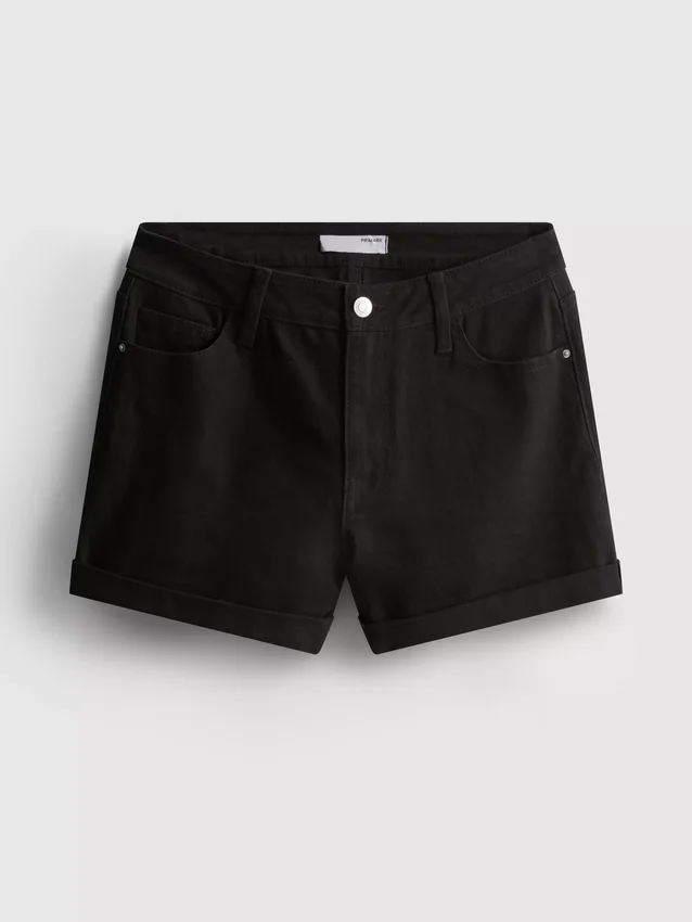 Jeansshorts mit mittlerem Bund und Umschlag