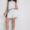 Jeansshorts mit Rüschen am Saum