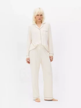 Jersey-Schlafanzug mit langen Ärmeln im Boyfriend-Stil