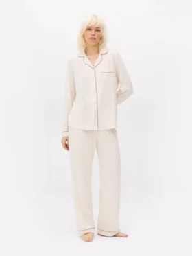 Jersey-Schlafanzug mit langen Ärmeln im Boyfriend-Stil