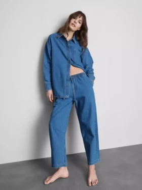 Jogginghosen aus Baumwoll-Denim mit konischer Passform
