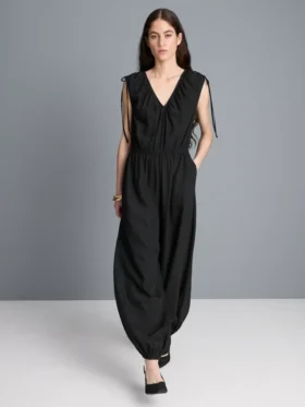 Jumpsuit mit V-Ausschnitt und Ballonbeinen