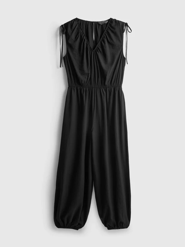 Jumpsuit mit V-Ausschnitt und Ballonbeinen