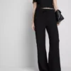 Knautschige Hose mit geradem Bein und Kordelzug