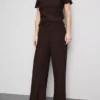 Knautschige Hose mit geradem Bein und Kordelzug