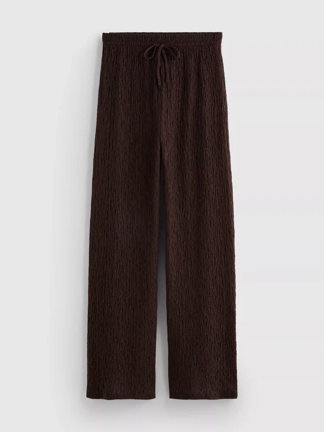 Knautschige Hose mit geradem Bein und Kordelzug