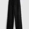 Knautschige Hose mit geradem Bein und Kordelzug