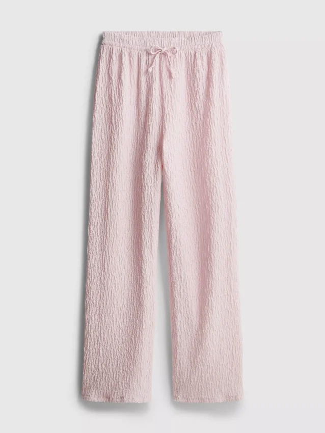 Knautschige Hose mit geradem Bein und Kordelzug