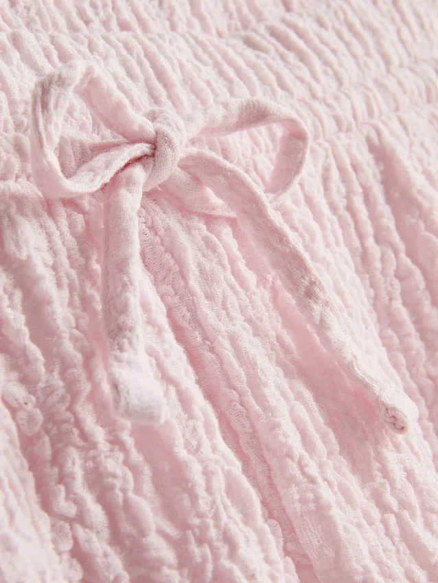 Knautschige Hose mit geradem Bein und Kordelzug